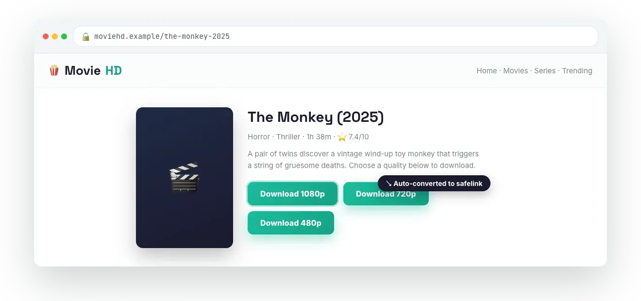 Auto-convert whole sites — WP Safelink screenshot