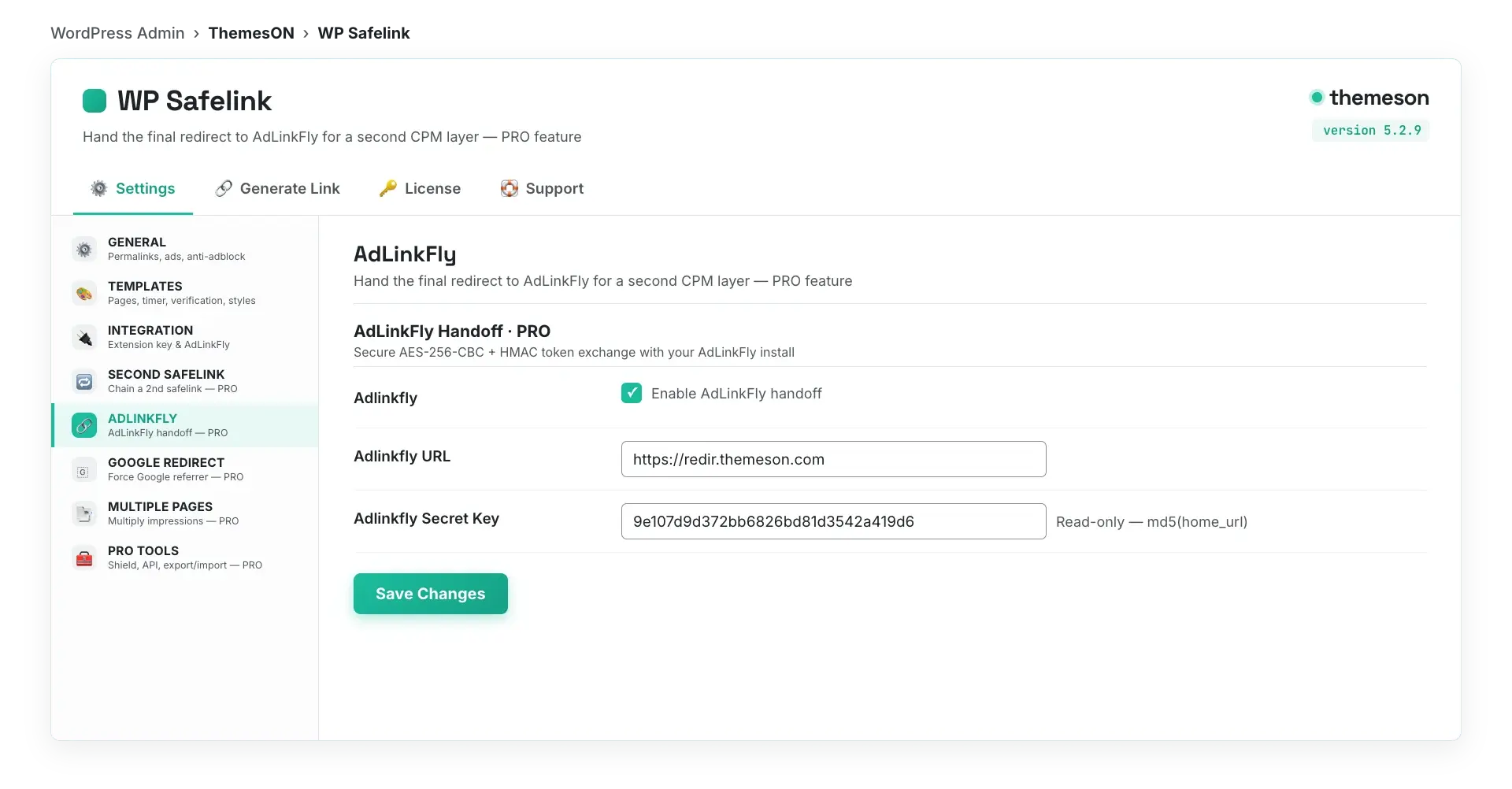 Or point WP Safelink Pro straight at AdLinkFly — WP Safelink AdLinkFly integration