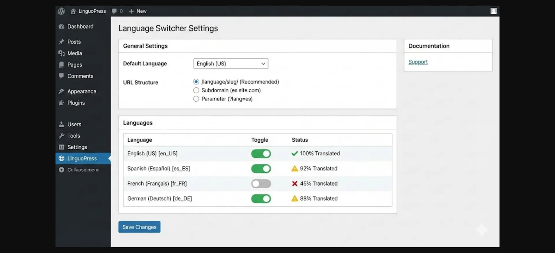 Language Switcher Settings