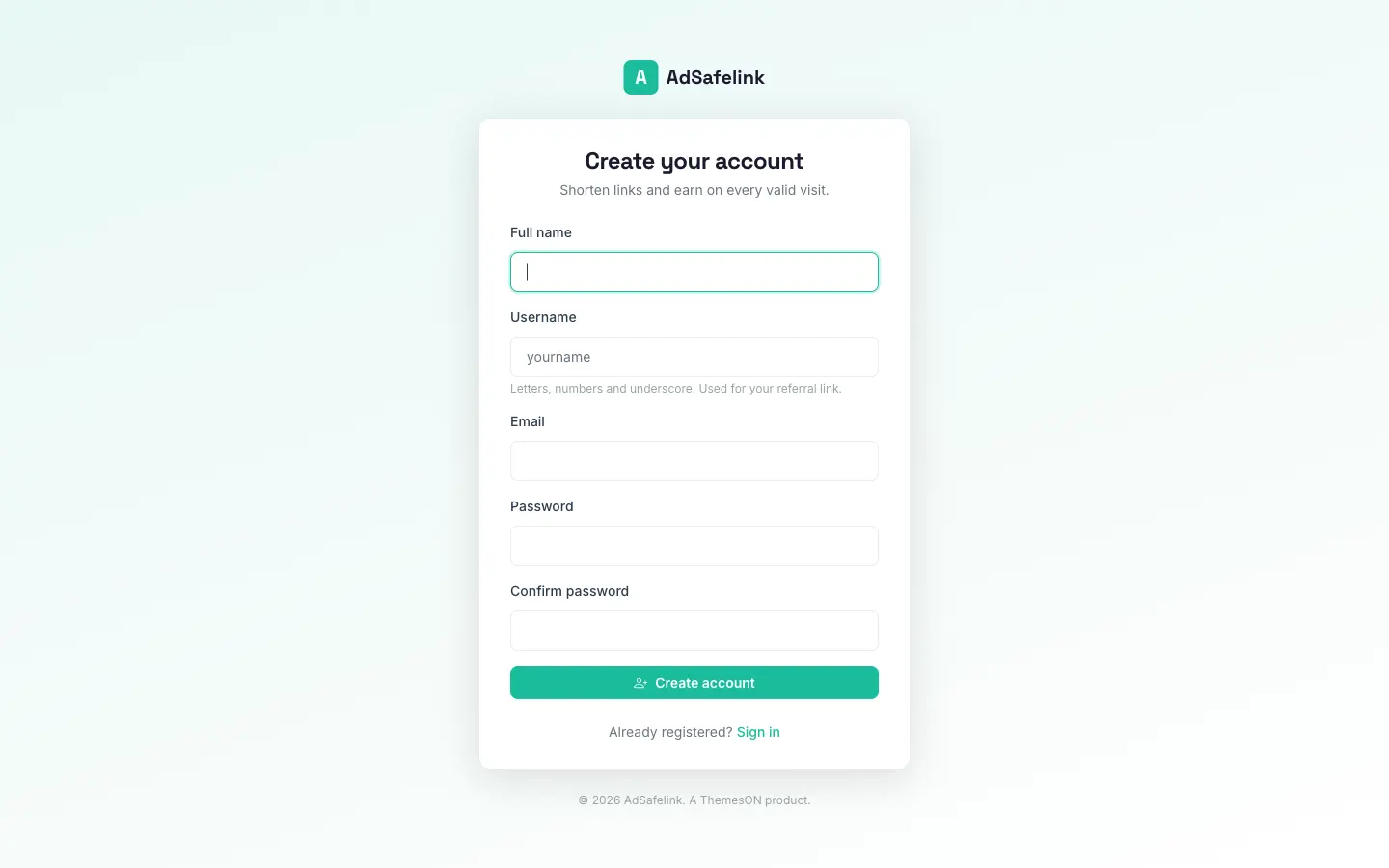 Create your account
