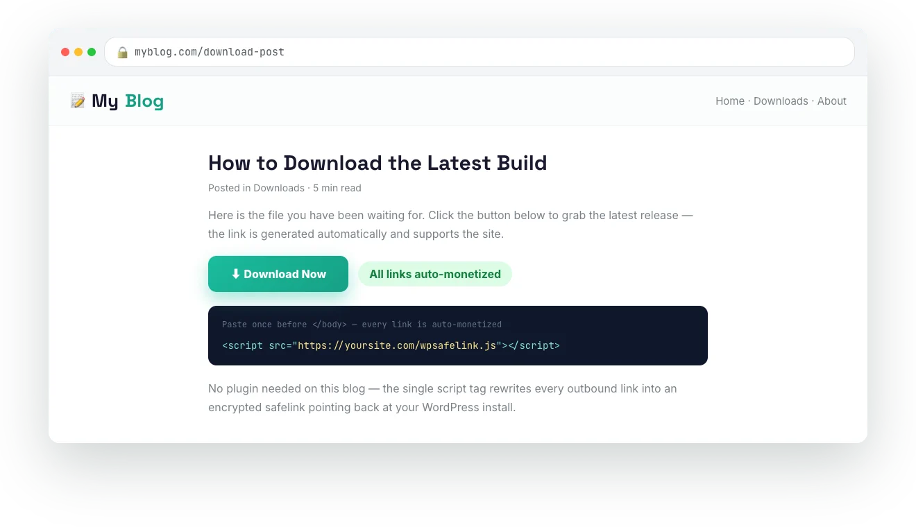 Blog JS — WP Safelink screenshot