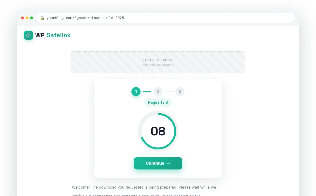Multiple pages — WP Safelink screenshot