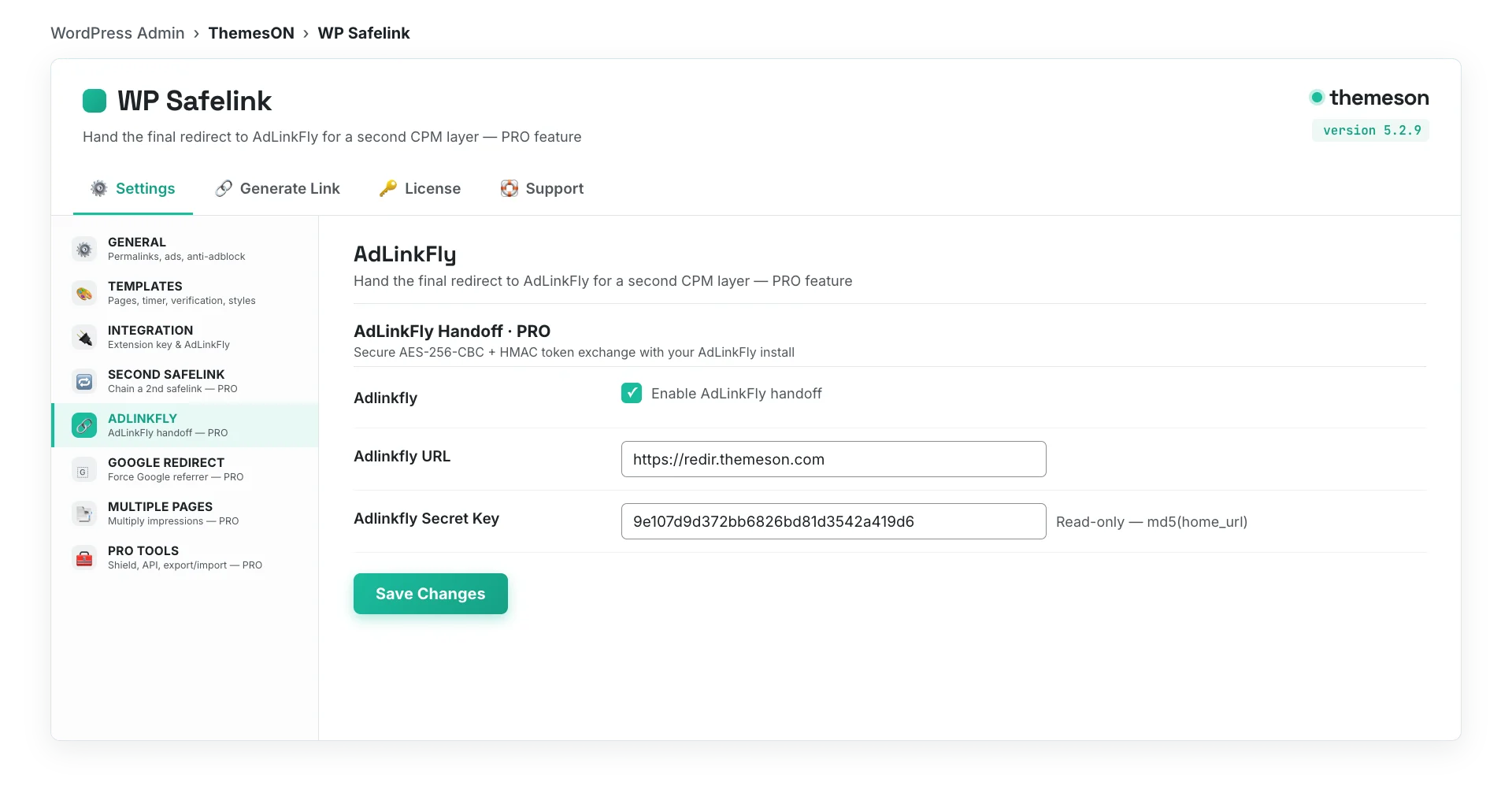 Or point WP Safelink Pro straight at AdLinkFly — WP Safelink AdLinkFly integration