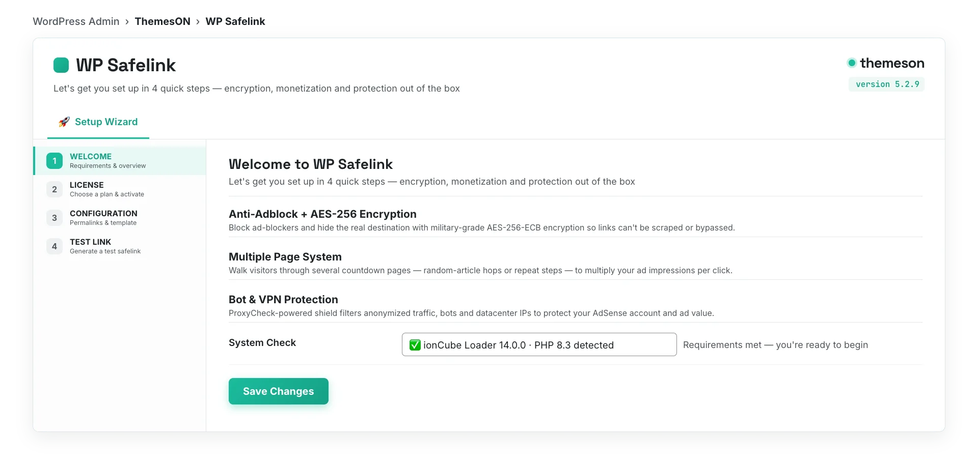 WP Safelink setup wizard — run this before contacting support