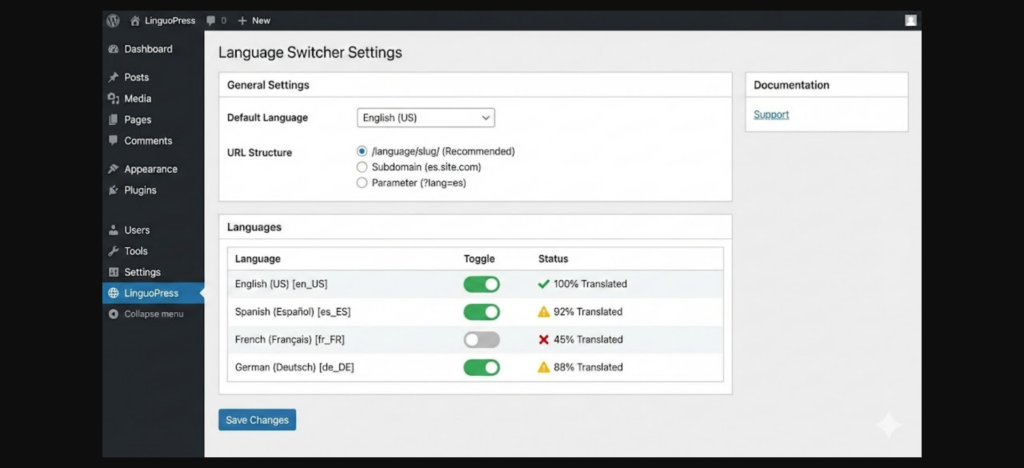 Language Switcher Settings