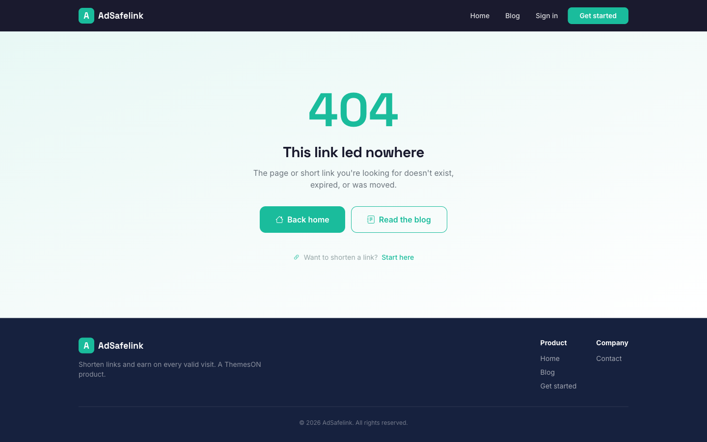 Create the administrator account that owns the AdSafelink admin panel.