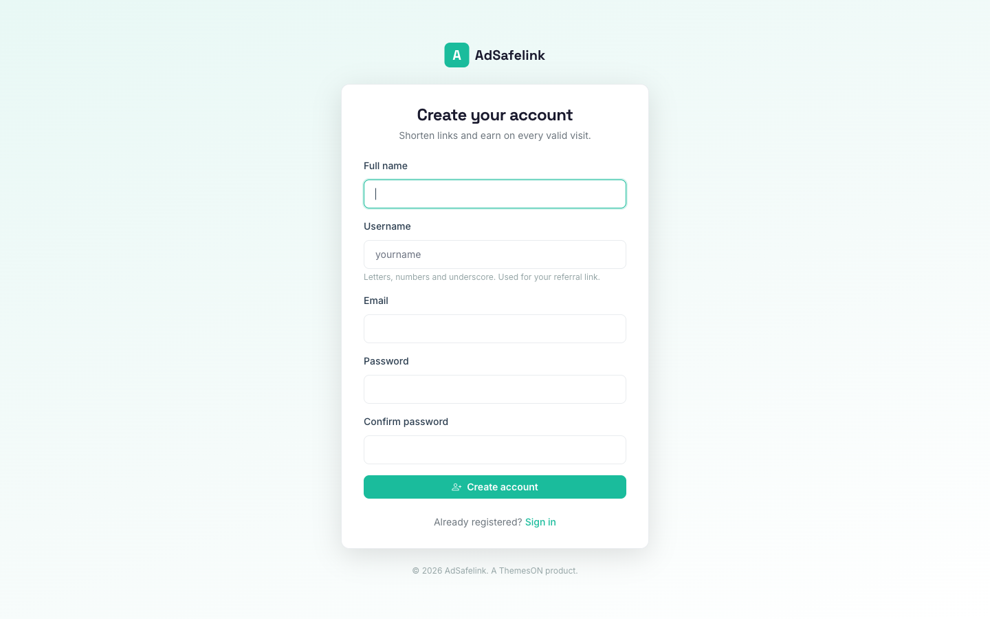 Create your account